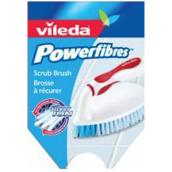 Vileda Scrub Brush with Handle - White and Red - Nylon Bristles - Ergonomic Handle