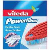 Vileda Powerfibres Flexible Brush - Plastic Red Handle - Antimicrobial - All-Purpose