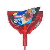 Vileda Double Action Broom with Dustpan - Angled - Plastic Bristles - Red
