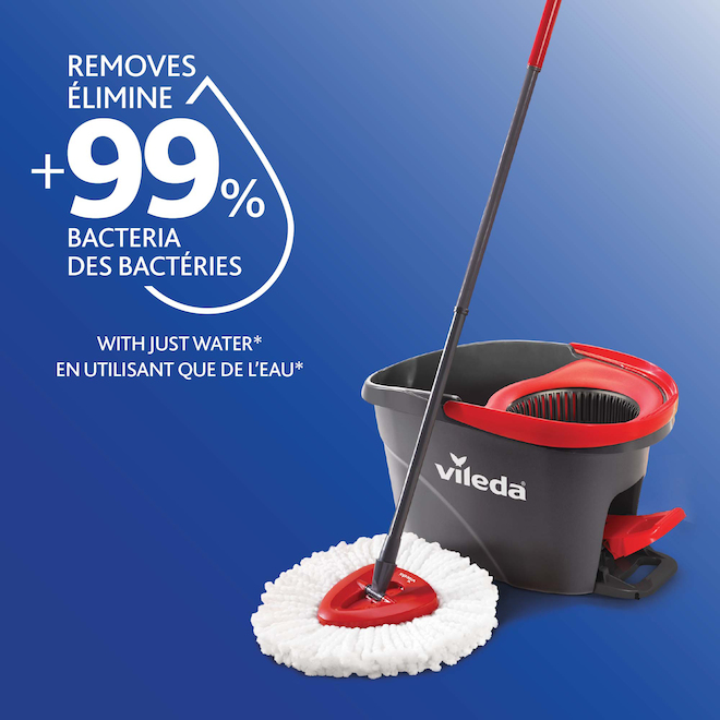 Vileda EasyWring Grey/Red Plastic Spin Mop and Bucket System
