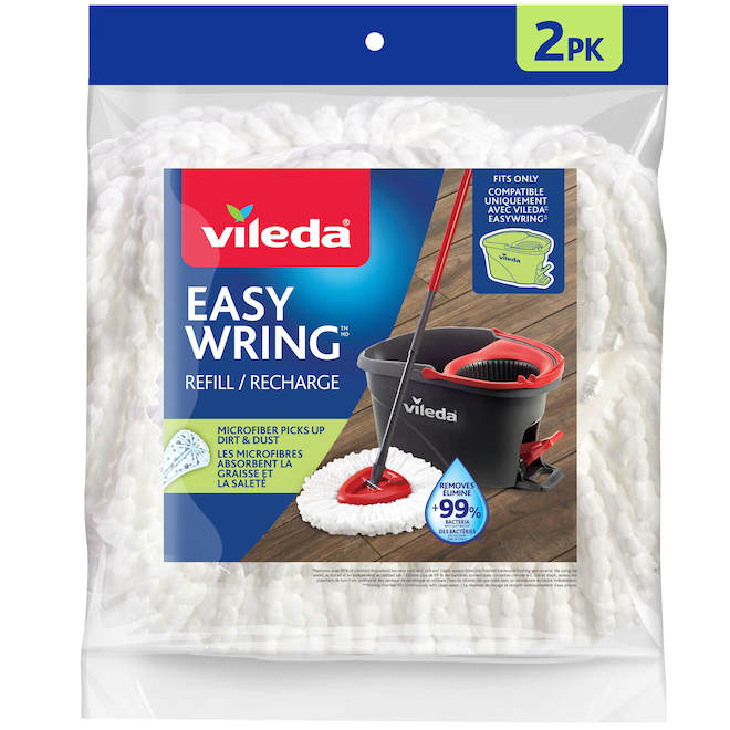 Vileda Easy Wring 2-Pack White Microfiber Mop Refill