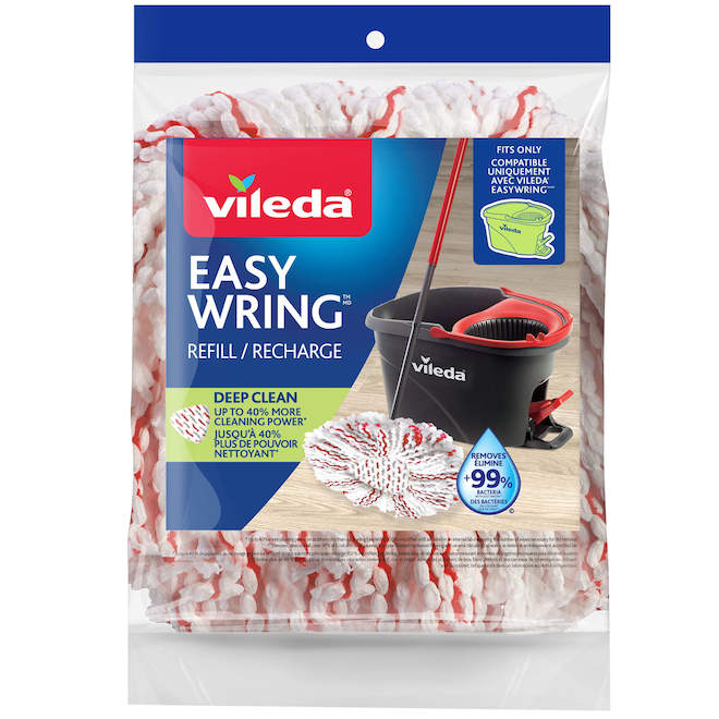 Vileda Easy Wring White/Red Microfiber Mop Refill