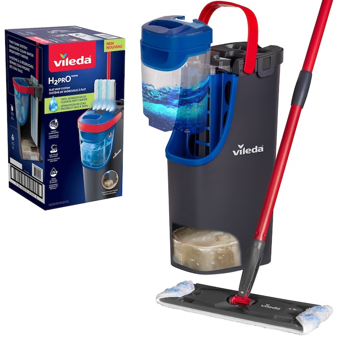 Système de vadrouille humide plane H2prO vileda avec seau
