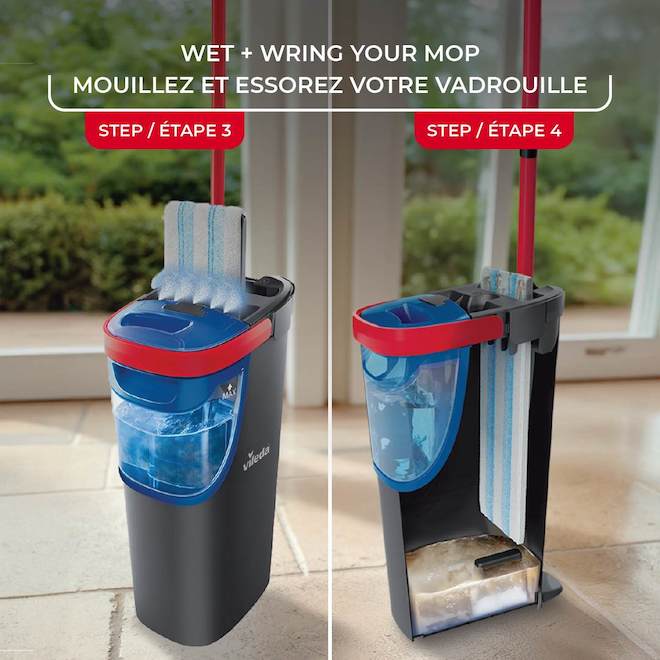 Système de vadrouille humide plane H2prO vileda avec seau