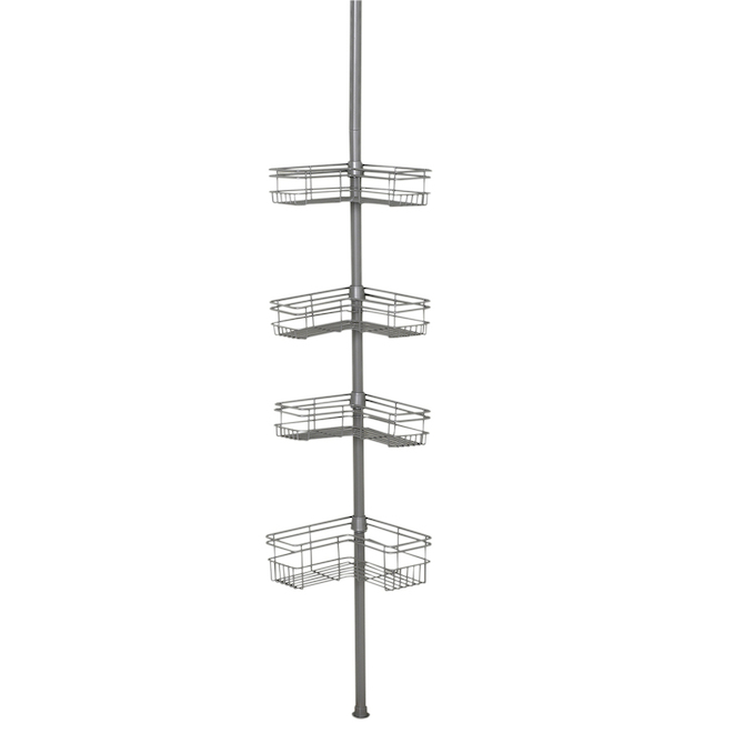 BINO Tension Pole Corner Shower Caddy - Brushed Nickel - Shower Organizer  Shower