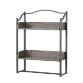 Zenna Home Madeline 2-Tier Driftwood Grey and Pewter Metal Bathroom Shelf