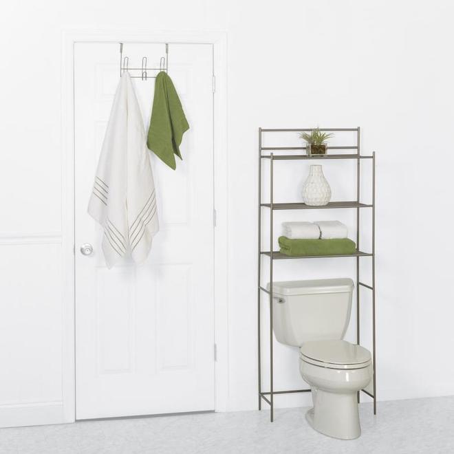 Zenna Home Satin Chrome Aluminum 1-Shelf Hanging Shower Caddy