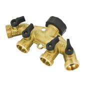 Project Source 4-Way Brass Water Shut-Off Valve Connector