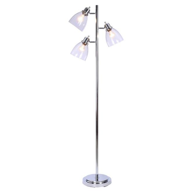 Catalina Indoor Floor Lamp with Glass Shade 67-in Chrome