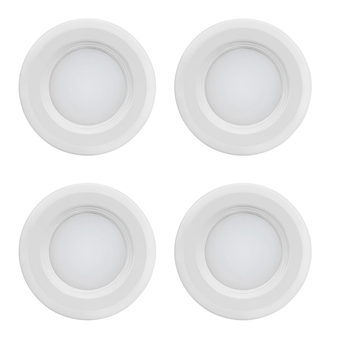 Utilitech Recessed Lights with Baffle - Remodel - Integrated LED - Fits Opening 3-in - Matte White - 4-Pack