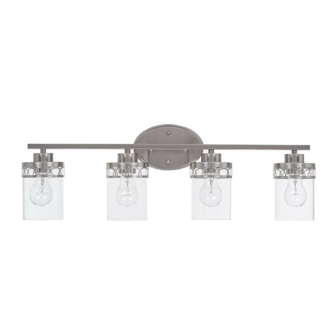 Wall Fixture - 4 Lights - Clear Glass - Brushed Nickel