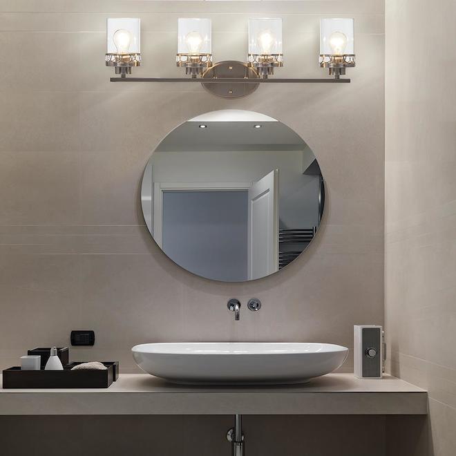 Wall Fixture - 4 Lights - Clear Glass - Brushed Nickel