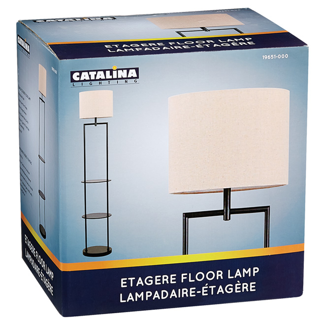Floor Lamp with Shelf 60" - Black