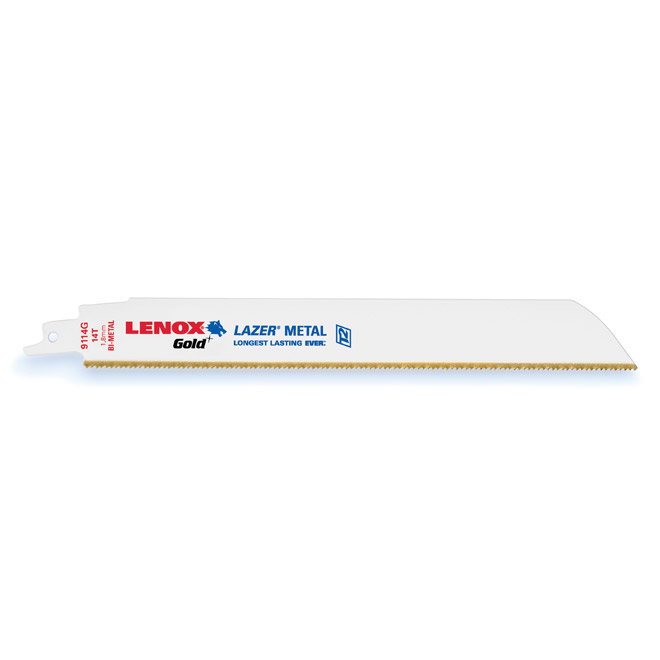 Lenox Reciprocating Saw Blades - Gold - Bi-Metal - 14 TPI - 9-in x 1-in - Lazer Thick Metal - Arc Curved - 5 Per Pack