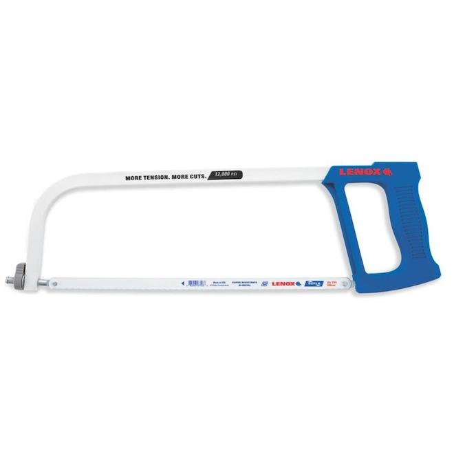 Hand deals hacksaw frame