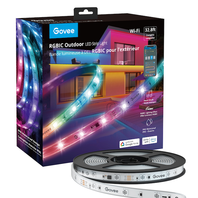 Govee RGBIC Wi-Fi+Bluetooth LED Strip Lights - 32.8-ft - Colour