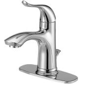 Project Source Qino Bathroom Faucet with Deck Plate and Drain - Chrome