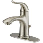 Project Source Qino Bathroom Faucet with Deck Plate and Drain - Brushed Nickel