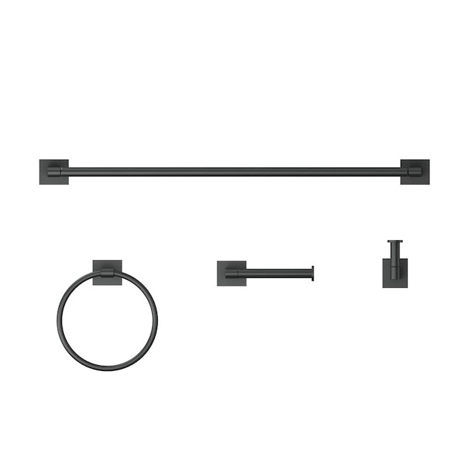 VALU+ Matte Black 4-Piece Bathroom Accessory Set