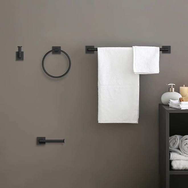 VALU+ Matte Black 4-Piece Bathroom Accessory Set