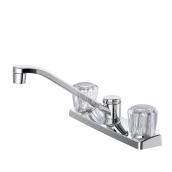 Project Source Kitchen Faucet - 2-Handle - Brass/Acrylic - 8-in - Chrome Finish