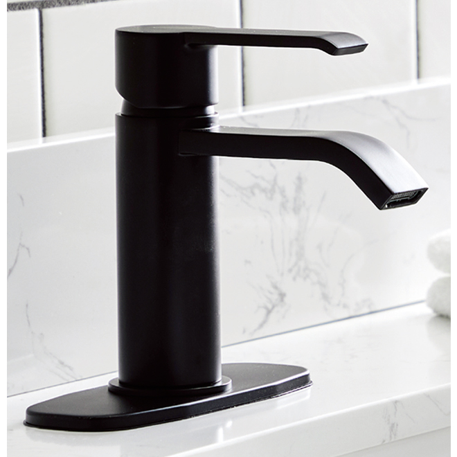 allen + roth Veda 1-Handle Matte Black Bathroom Faucet