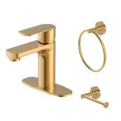 Allen + Roth Kameron Bathroom Faucet and Accesories - Matte Gold