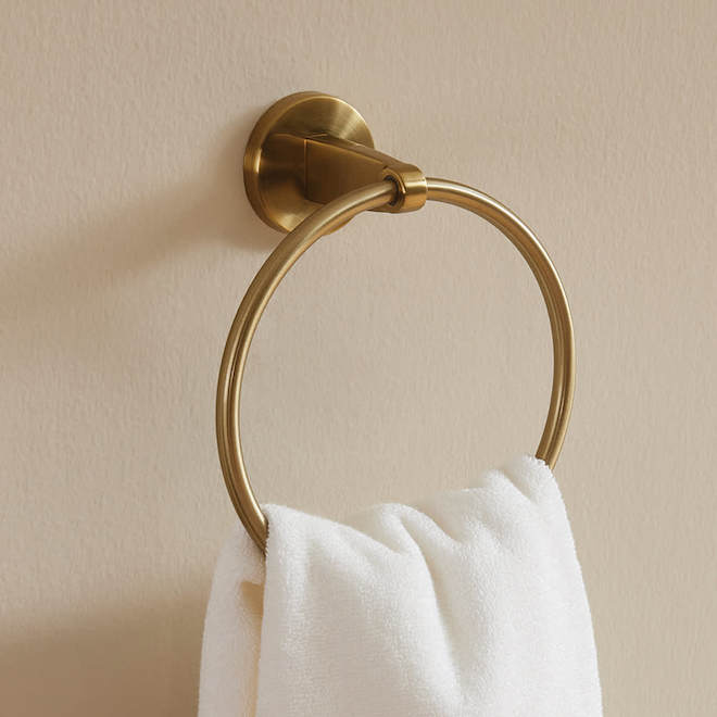 Landon & Co. Nobrix Gold Finish Brass Towel Ring