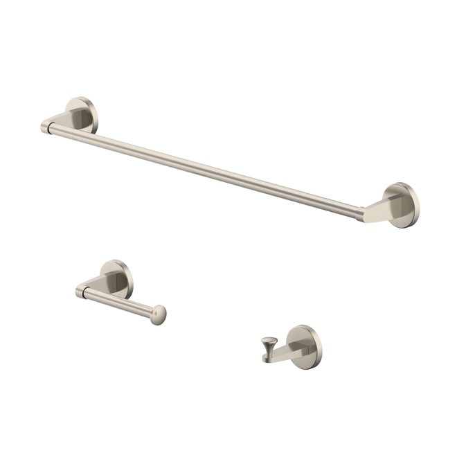 Allen + roth Kameron Brushed Nickel Finish Brass 3-Piece Bathroom Accessory Set