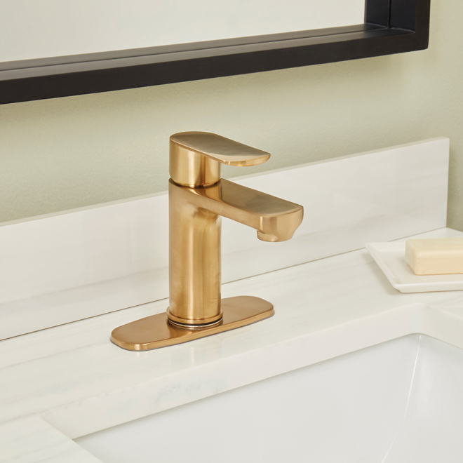 allen+roth Kameron Faucet Bathroom 1 Handle Brushed Gold