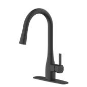 Landon & Co. LUCIO Contemporary Kitchen Faucet with 1 Handle and Pull-Down Spout - Matte Black
