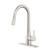 Landon & Co. LUCIO Contemporary Kitchen Faucet with 1 Handle and Pull-Down Spout - Brushed Nickel