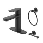Landon & Co. Kameron Faucet 1-Handle 3-Piece Set for Bathroom - Matte Black