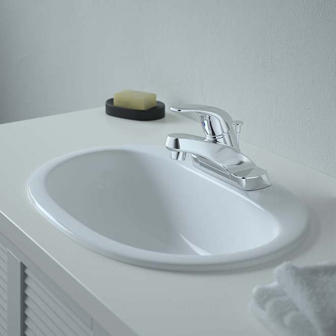 VALU+ Ohan 4-in Centreset Zinc/Brass 1-Handle Bathroom Faucet - Chrome Finish