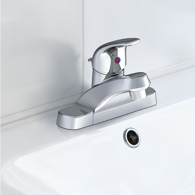 VALU+ Ohan 4-in Centreset Zinc/Brass 1-Handle Bathroom Faucet - Chrome Finish