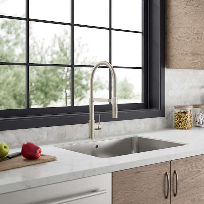 Landon & Co. Kalyxtra Kitchen Faucet with 1 Handle and Spring Pull-Down Spout - Brushed Nickel