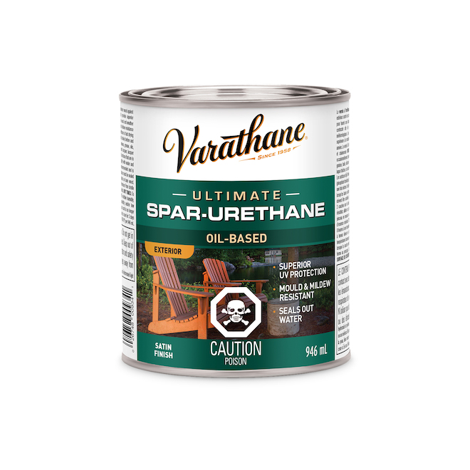 Flecto Varathane Exterior Wood Finish - Oil-based - Clear Satin - UV Protection - 946 ml
