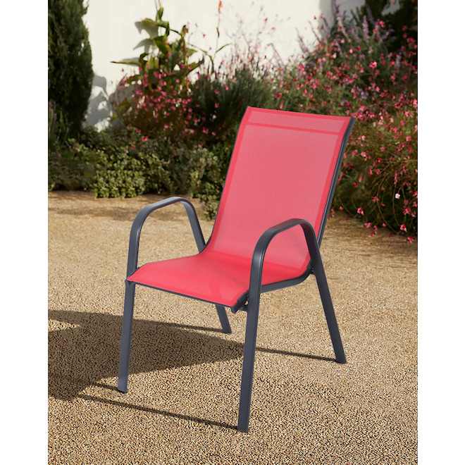 VALU+ Stackable Patio Chair in Steel 16.5 x 16.7 x 18.1-in - Red
