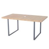Landon & Co. Dining Table in Grey Steel and Faux Wood - 58.9 x 32.7-in