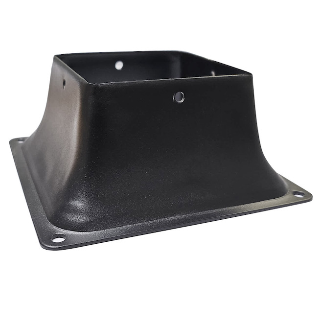 Pyle Post Base in Steel for 4 x 4-in Square Post - Matte Black