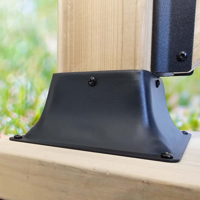 Pyle Post Base in Steel for 4 x 4-in Square Post - Matte Black