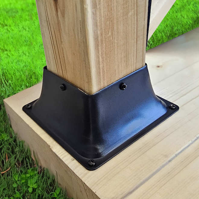 Pyle Post Base in Steel for 4 x 4-in Square Post - Matte Black
