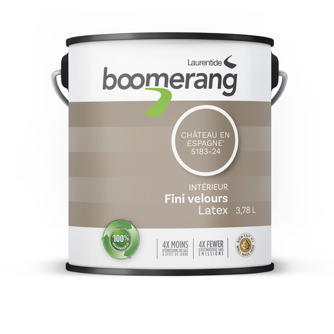 Peinture intérieure Boomerang de Laurentides latex château fini velours  3,78 l