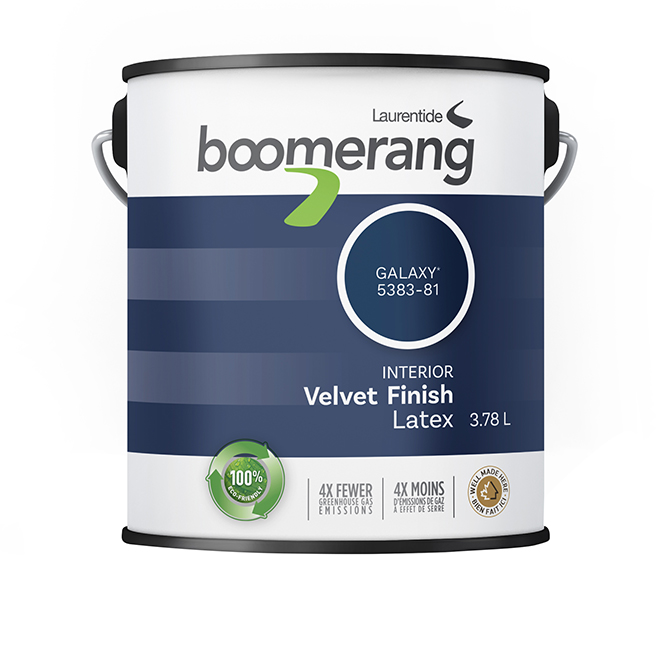 Boomerang Recycled Interior Acrylic Latex Paint - Low VOC - Velvet - Galaxy - 3.78-L