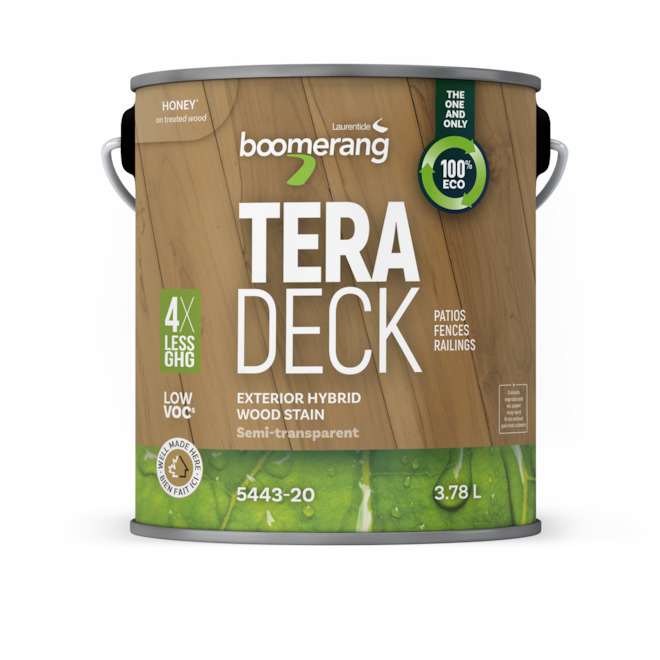 Boomerang Tera Deck Honey Semi-Transparent Exterior Hybrid Wood Stain - 3.78 L