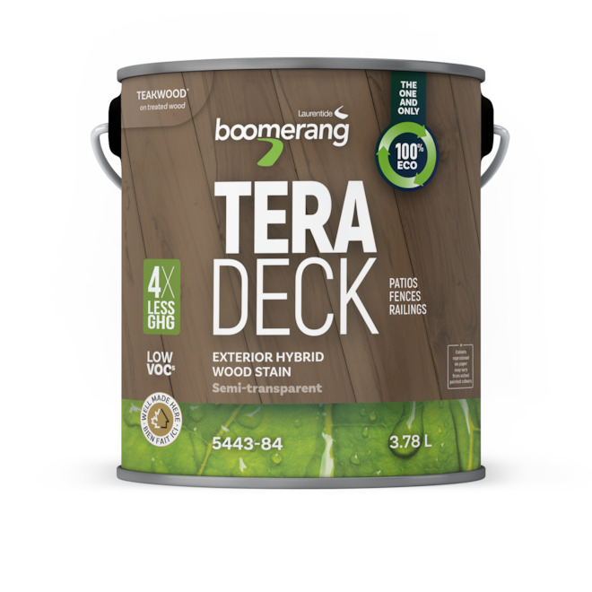 Boomerang Tera Deck Teakwood Semi-Transparent Exterior Hybrid Wood Stain - 3.78 L