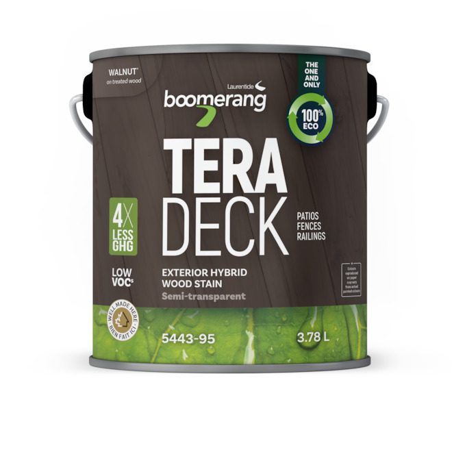 Boomerang Tera Deck Walnut Semi-Transparent Exterior Hybrid Wood Stain - 3.78 L