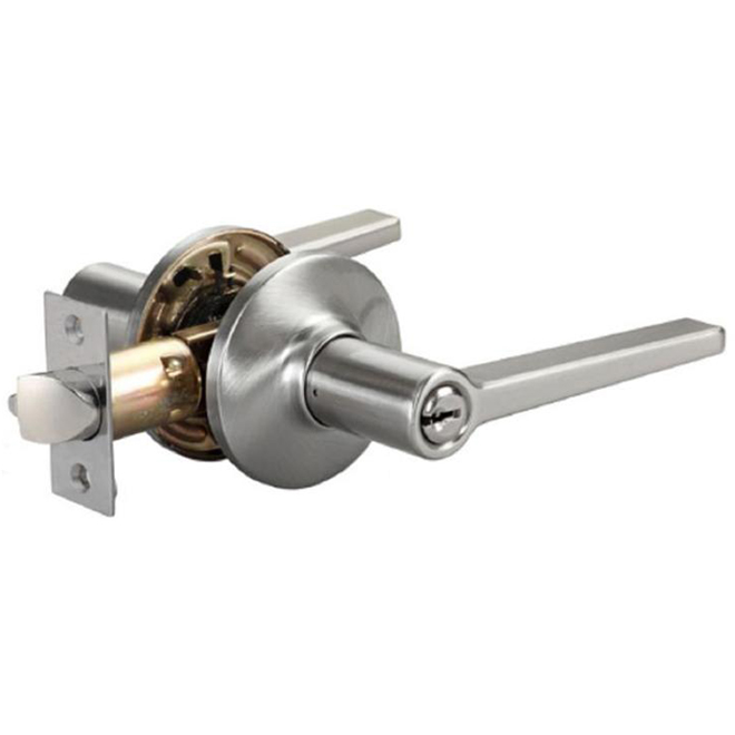 ReliaBilt Lyre Keyed Entry Lever with Turn Button in Satin Nickel