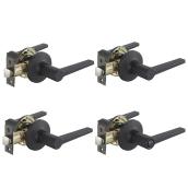RONA Lyria Matte Black 4-Pack Door Lever Set for 1 3/8 to 1 3/4-in Doors