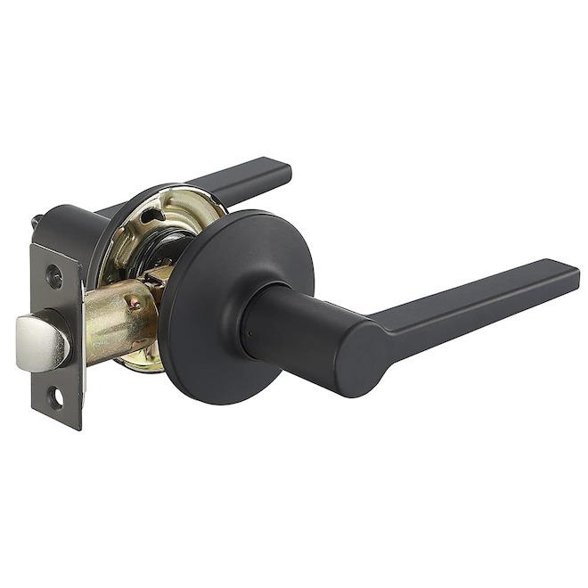 RONA Lyria Matte Black Door Lever for 1 3/8 to 1 3/4-in Doors